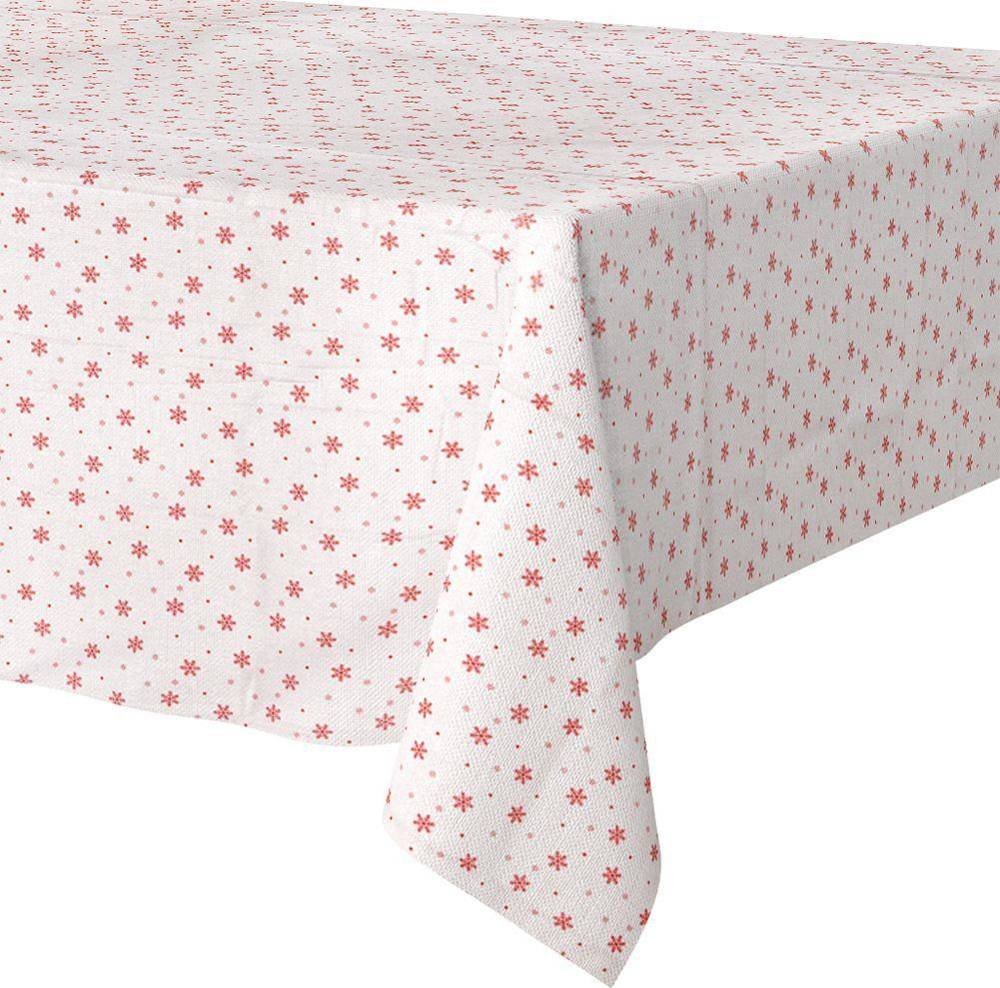 Excellent Houseware Obrus na stół świąteczny prostokątny beżowy płatki śniegu 130x180 cm