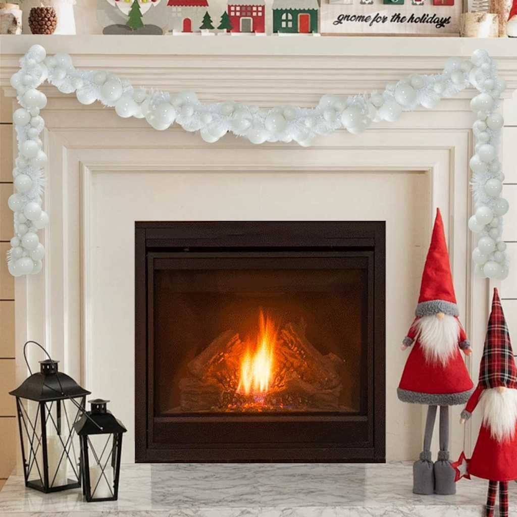 vidaXL Girlanda z bombek świątecznych Biały 186 cm polistyren