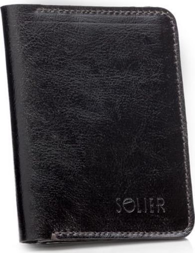 Solier Cienki skórzany męski portfel z bilonówką SOLIER SW15 SLIM CIEMNY BRĄZ