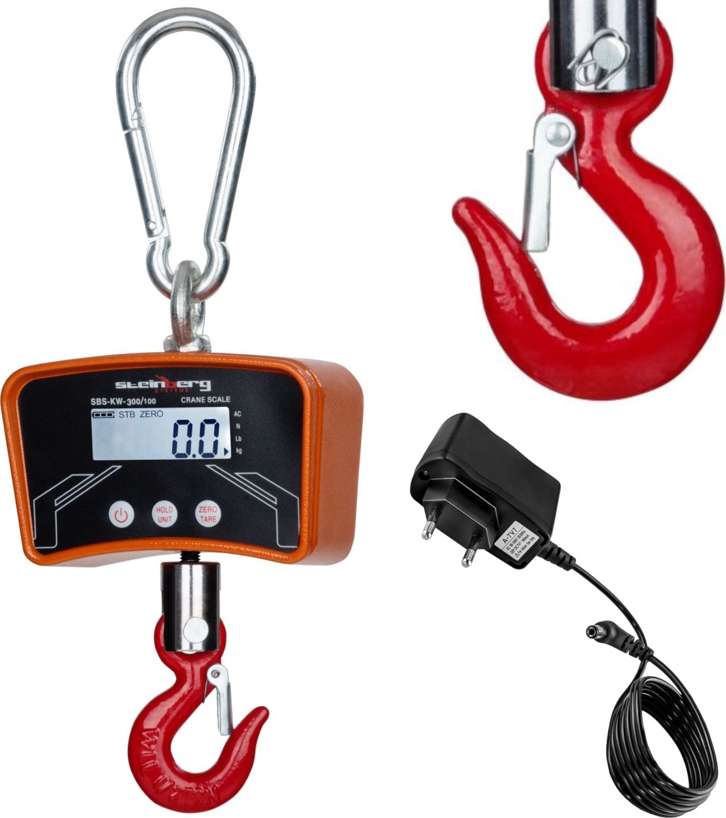 Steinberg Waga hakowa podwieszana rolnicza handlowa LCD do 300kg Waga hakowa podwieszana rolnicza SBS-KW-300/100 LCD do 300kg