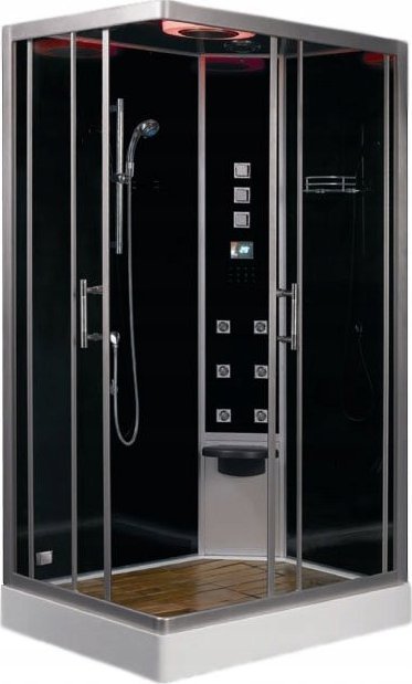 EAGO Kabina parowa z termostatem 100x80 prawa czarna