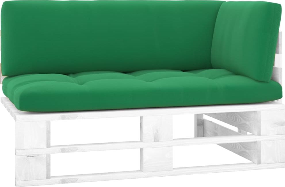 vidaXL Ogrodowa sofa narożna z palet, biała, drewno sosnowe