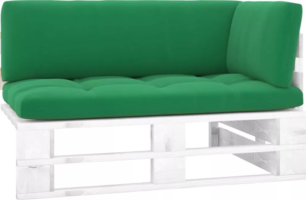 vidaXL Ogrodowa sofa narożna z palet, biała, drewno sosnowe