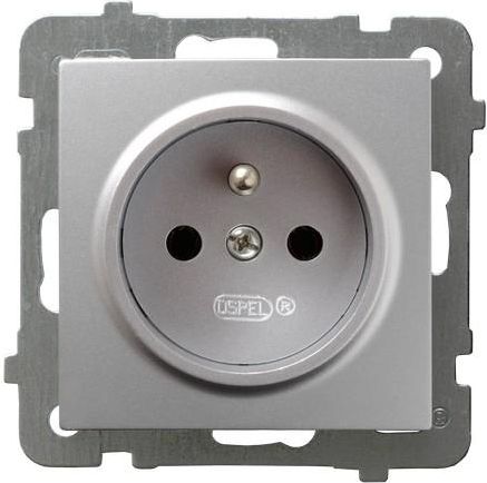 Ospel Gniazdo AS pojedyncze z uziemieniem srebrne (GP-1GZ/m/18)