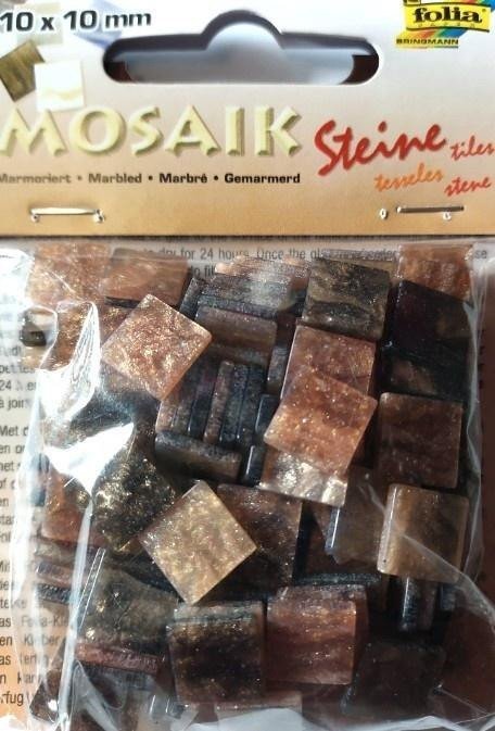 Mozaika kamyczki marmurkowe 10x10mm brązowa