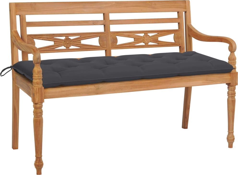 vidaXL Ławka Batavia z antracytową poduszką, 150 cm, drewno tekowe