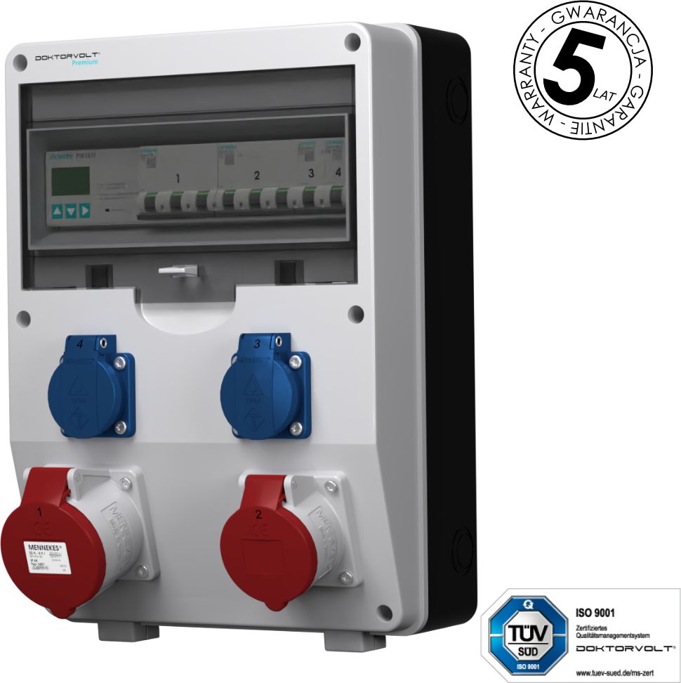 Doktorvolt Rozdzielnica budowlana z licznikem 3F pTD-S 32A 16A 2x230V Schuko SIEMENS Mennekes Doktorvolt 4838