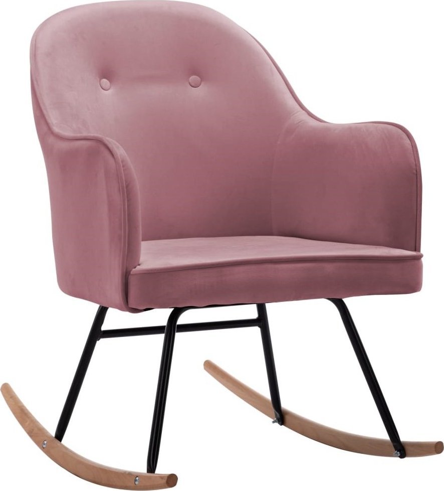 Elior Różowy aksamitny fotel bujany Revers