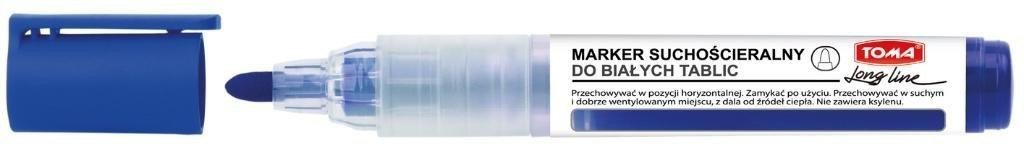 Marker suchościeralny LongLine niebieski (10szt)