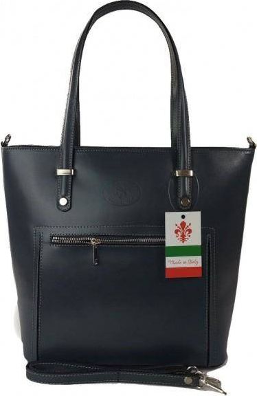 Kemer Włoska skórzana klasyczna torebka na ramię Vera Pelle ,format A4, Szara - Grafit VBZ66G