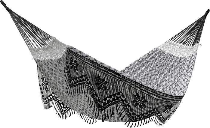 Brazilian Brazilian Hamak dwuosobowy, biało-czarny BRAZ8