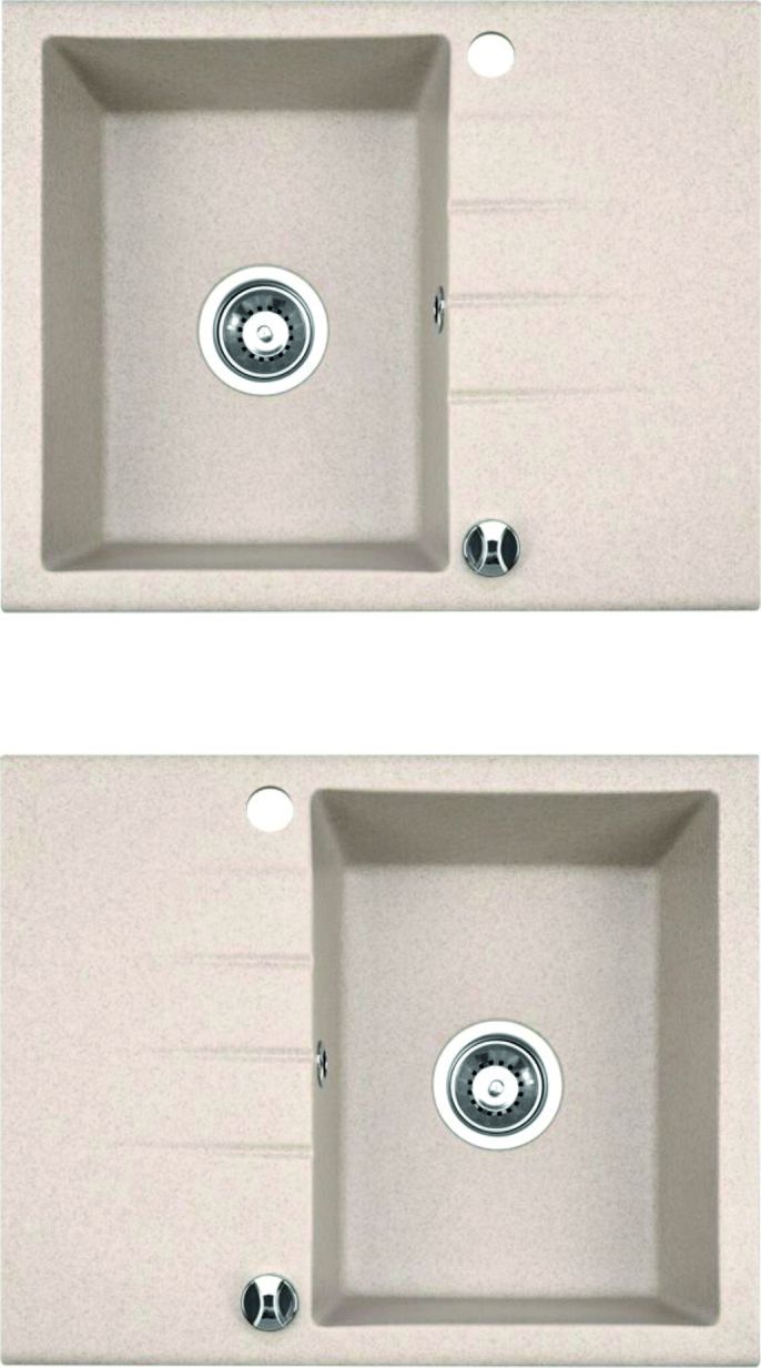 Zlewozmywak Brenor granitowy, beżowy piaskowy, kuchenny CARO 10 59cm x 48c