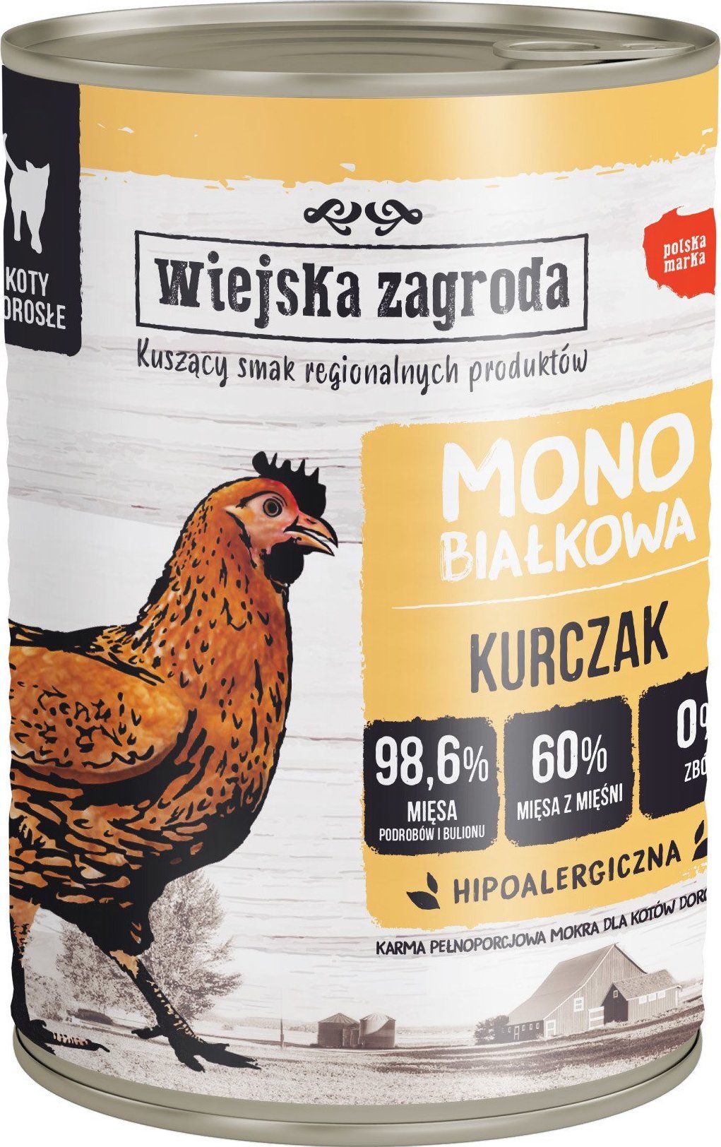Wiejska Zagroda Karma mokra dla kota WIEJSKA ZAGRODA Monobiałkowa kurczak 400 g