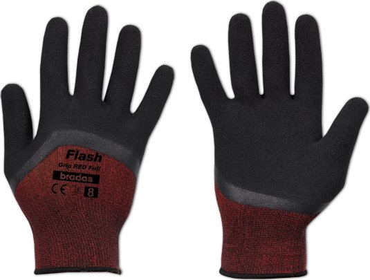 Bradas Rękawice ochronne FLASH GRIP RED FULL lateks, rozmiar 8