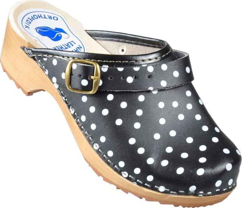 Pantofelek24 Skórzane klapki drewniaki chodaki w kropki /E5-1 4366A S318/ 42