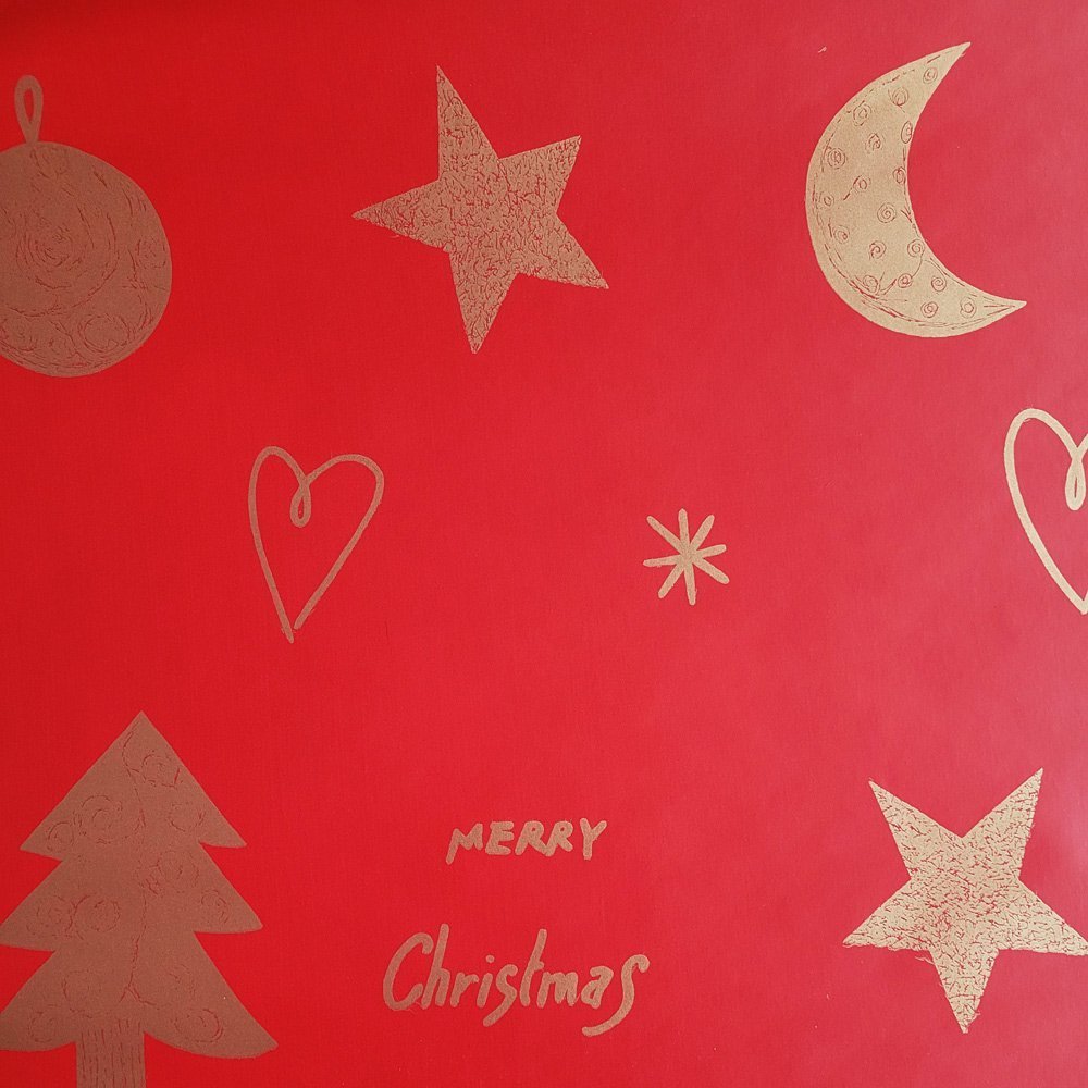 Fastima Papier czerwony złoty do pakowania 57cmx5m 5m21