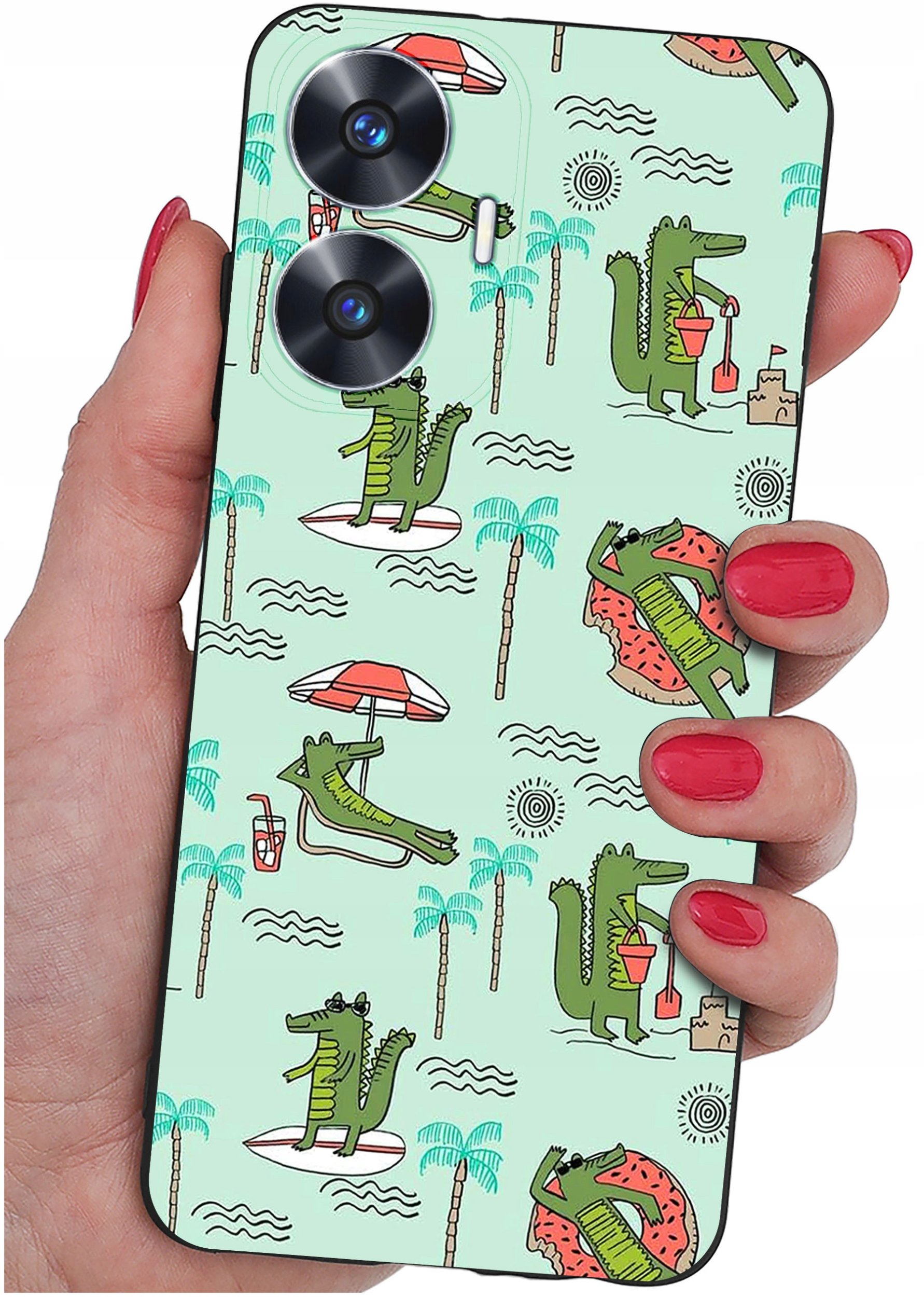 ETUI do Realme C55 WZORY |SILIKONOWE MATT CASE + SZKŁO 9H