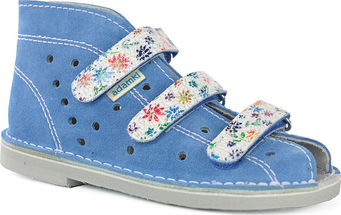Adamki Obuwie dziewczęce Adamki 012 profilaktyczne błękitny kwiatki 21