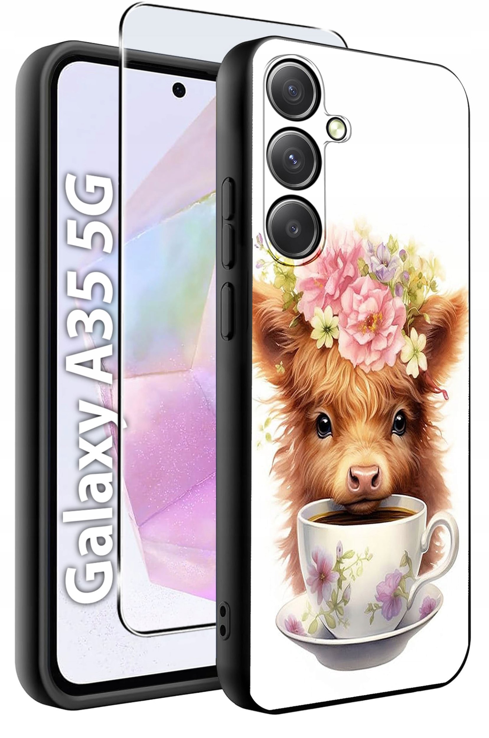 ETUI do Samsung A35 5G WZORY | SILIKONOWE MATT CASE + SZKŁO HARTOWANE 9H