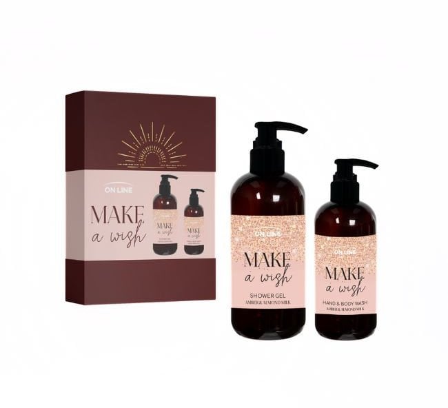ON LINE Zestaw Make a wish Alomond Mydło do ciała 250 ml + Żel pod prysznic 400 ml