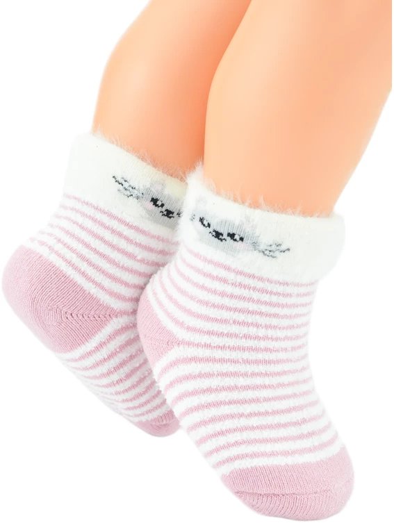 Skarpetki niemowlęce z puszystym ściągaczem Kotek 0-6m SF024-G-01-B