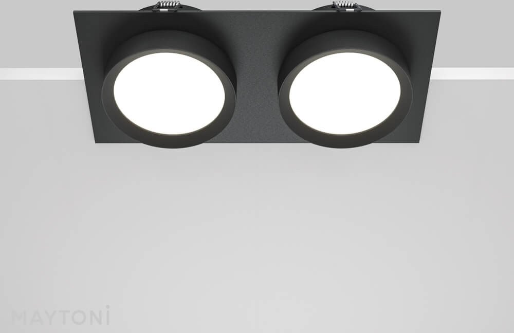 Podtynkowa lampa sufitowa Hoop DL086-02-GX53-SQ-B Maytoni podwójna czarny