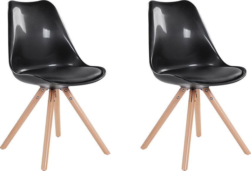 Shumee Zestaw 2 krzeseł do jadalni z połyskiem czarny DAKOTA
