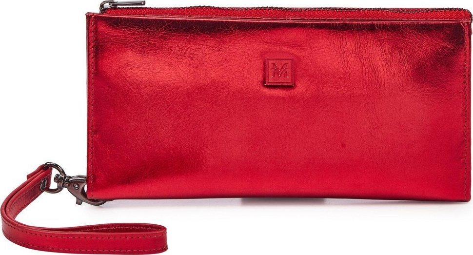 Vermari Skórzany metaliczny duży damski portfel VerMari NoSize