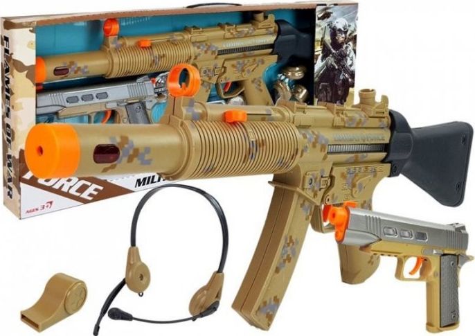 Lean Sport Zestaw Wojskowy Broń Dwa Pistolety Słuchawki Gwizdek