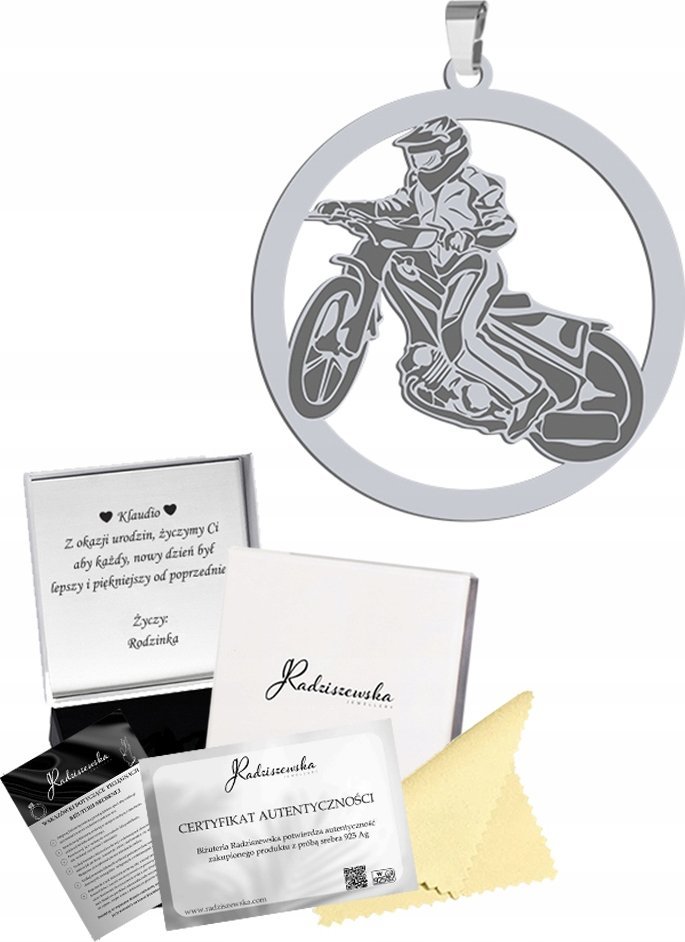 Radziszewska Zawieszka Srebrna ze Speedway Srebro 925 Prezent Biżuteria GRAWER GRATIS