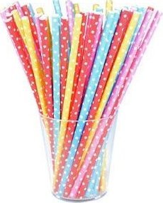 Arpex Słomki papierowe różowe w białe kropki 12szt