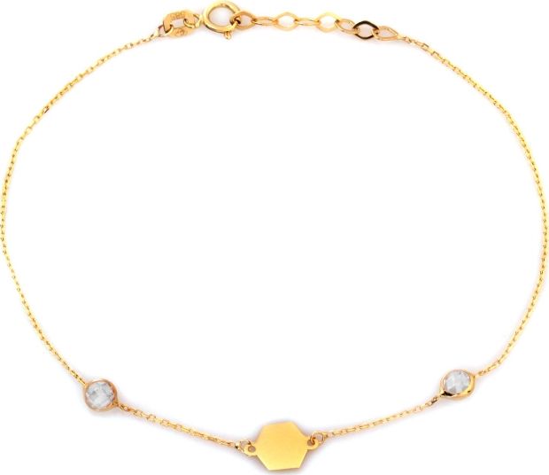 Lovrin Złota bransoletka 585 z cyrkoniami i blaszką 0,81 g