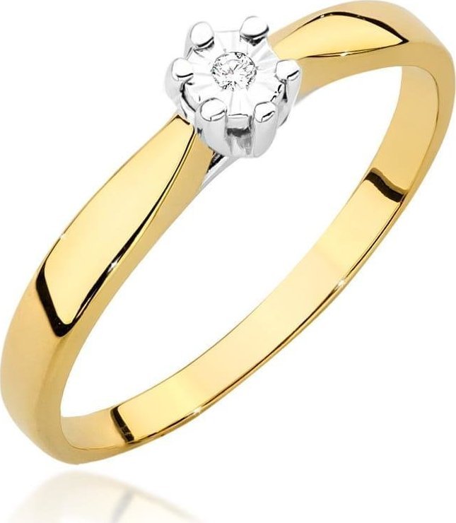 Best Diamonds złoty pierścionek z brylantem 0.01ct 24