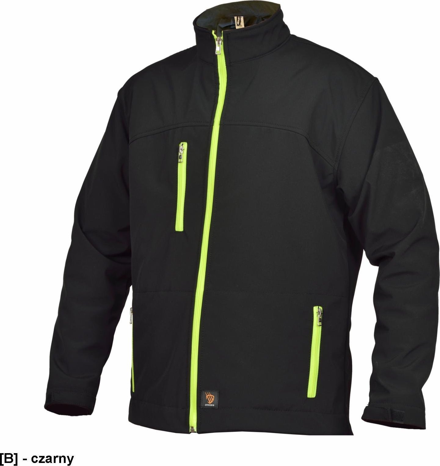 PROCERA Softshell K - kurtka sezonowa, polarowa podszewka, przepuszczająca powietrze, wodoochronna - czarny XXL