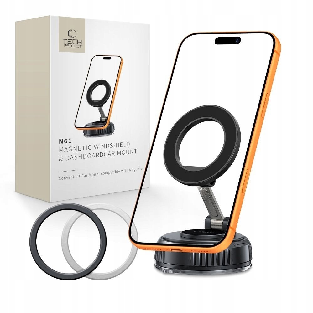 Uchwyt samochodowy Tech-Protect N61 Magnetic MagSafe Windshield & Dashboard Car Mount Black
