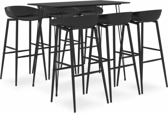 vidaXL 7-częściowy zestaw mebli barowych, czarny
