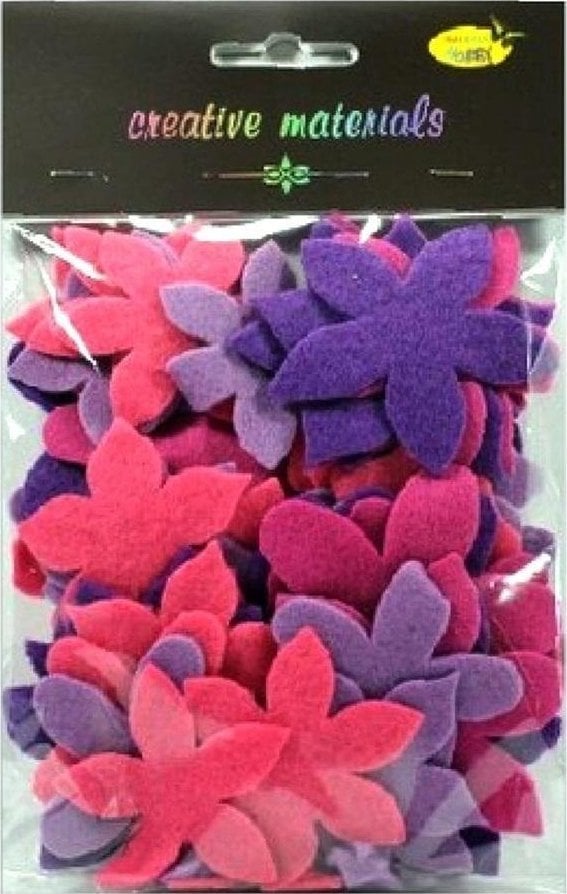 Kwiatki z filcu tonacja różowo-fioletowa 60szt