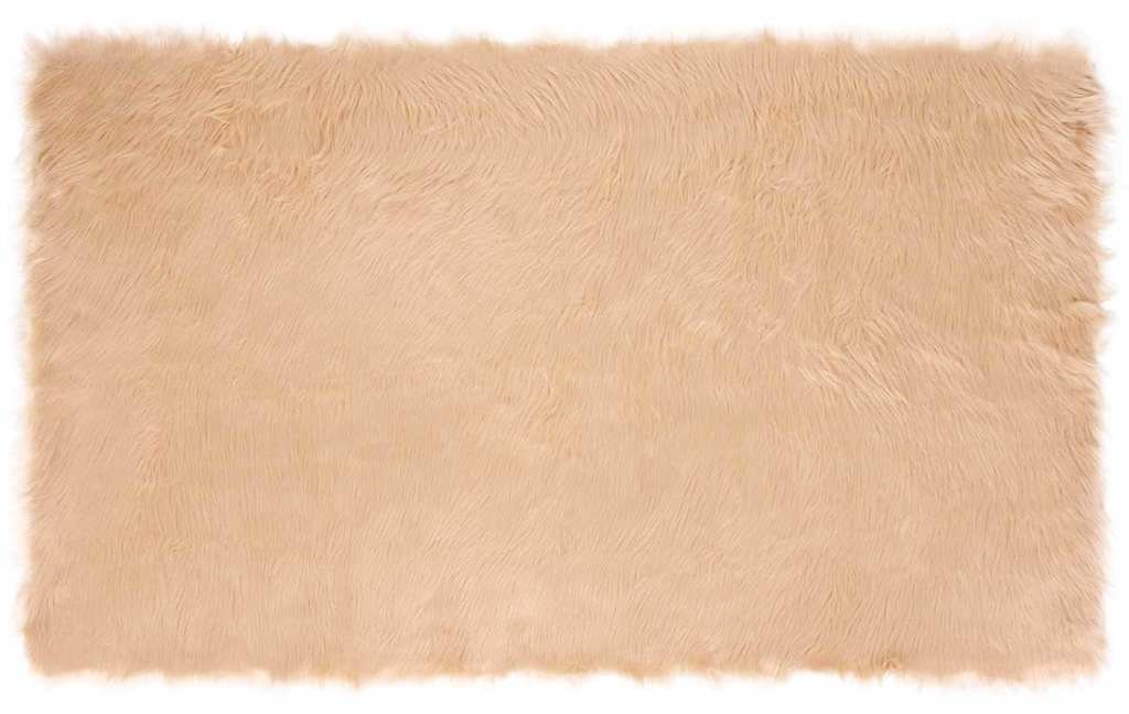 vidaXL Sztuczny beżowy dywan z owczej wełny 200 x 100 cm