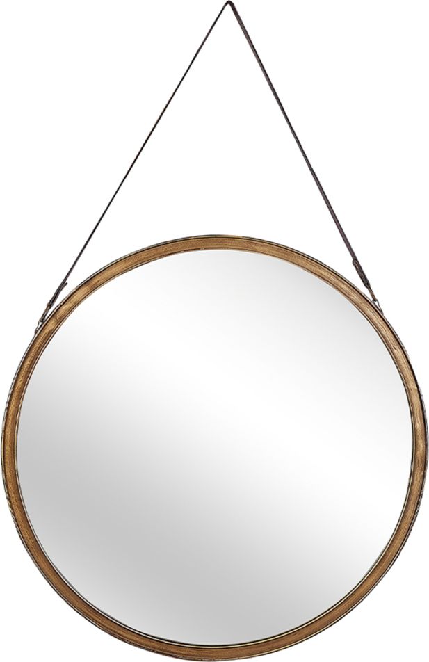 Shumee Metalowe okrągłe lustro ścienne na pasku 60 cm złote AUTUN