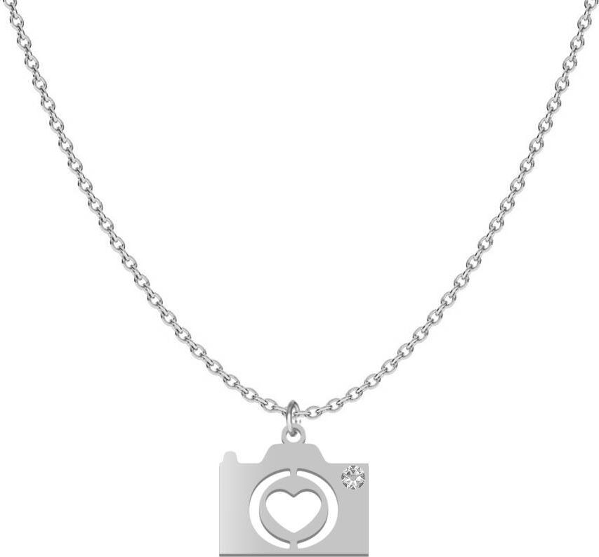 Radziszewska Srebrny naszyjnik Aparat z kryształkiem