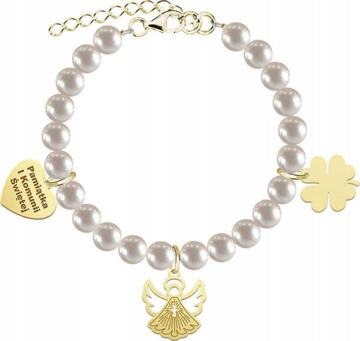 Radziszewska Jewellery I KOMUNIA ŚWIĘTA Pozłacana Bransoletka z Aniołkiem