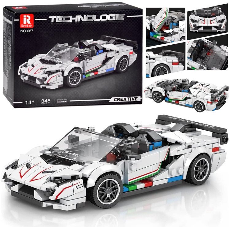 Klocki techniczne Supersportowe auto BIAŁY KABRIOLET spojler 348-ele ZA5787 EDUKAMP