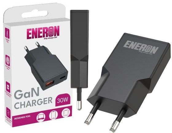 Ładowarka Eneron SZYBKA ŁADOWARKA SIECIOWA USB-C USB-A 30W GaN Slim DO TELEFONU/TABLETU