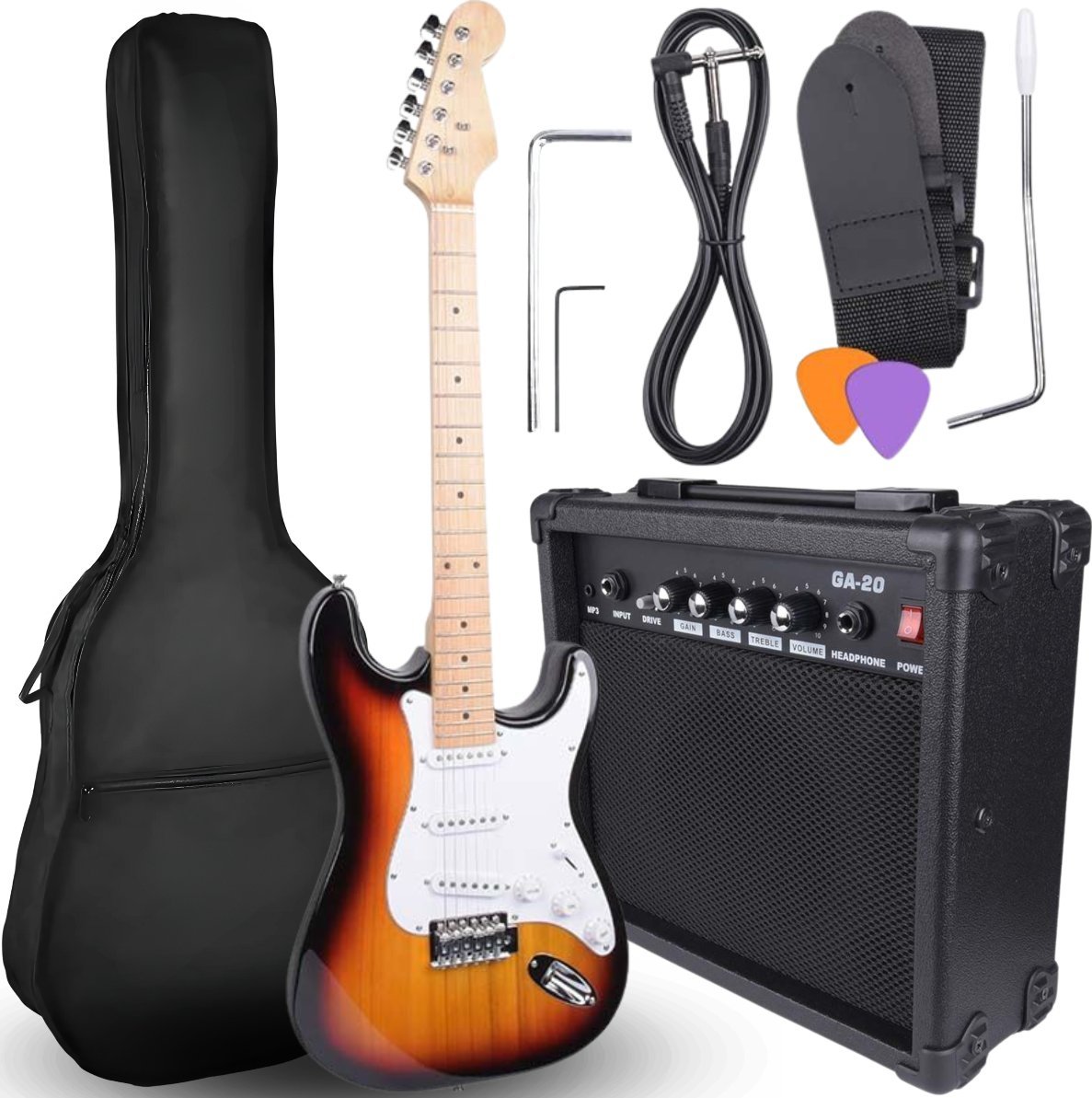 NN EG SET SB zestaw gitarowy gitara elektryczna stratocaster