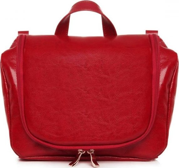 POLSKA SKÓRZANA KOSMETYCZKA SOLOME CZERWONA