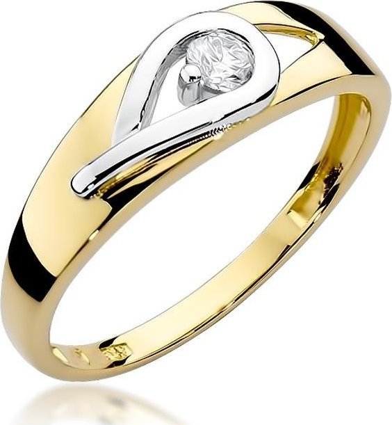 Best Diamonds złoty pierścionek z brylantem 0.12ct 17