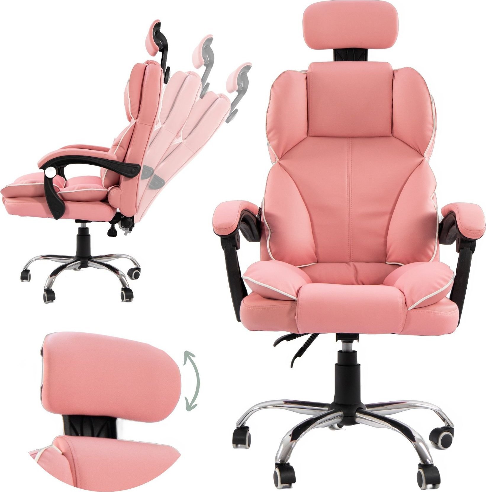 Krzesło biurowe Artnico Fotel Biurowy Obrotowy Krzesło Biurowe Artnico Seli 1.0 różowy zagłówek