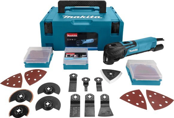 Makita Makita TM3010CX2J, Cutting, Polishing, Rasping, Sanding, Sawing, Scraping, Black, Blue, 6000 OPM, 20000 OPM, 1.6°, AC
