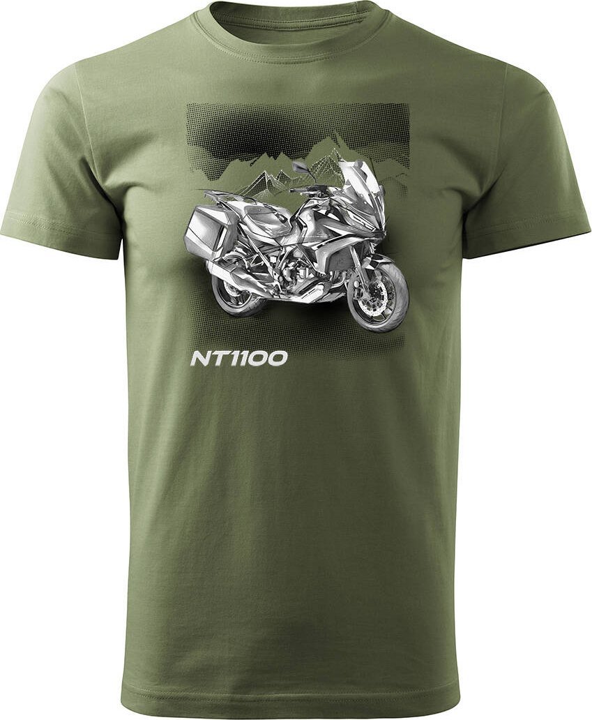 Topslang Koszulka z motocyklem na motor Honda NT 1100 męska khaki REGULAR L