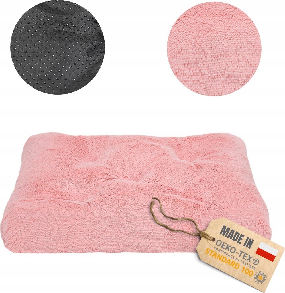 Mimikoko MIMIKO Pets Legowisko Shaggy prostokątne L 65x45cm różowe